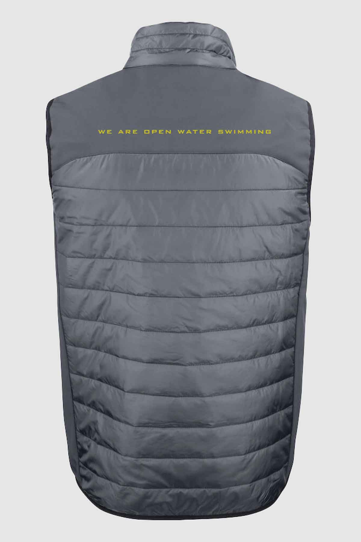 lightweight grey vest from the back