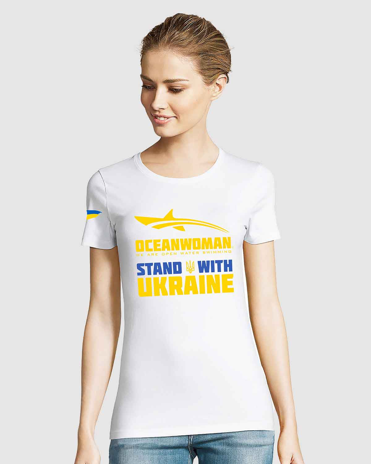 OceanWoman stand with ukraine collection white t shirt for women